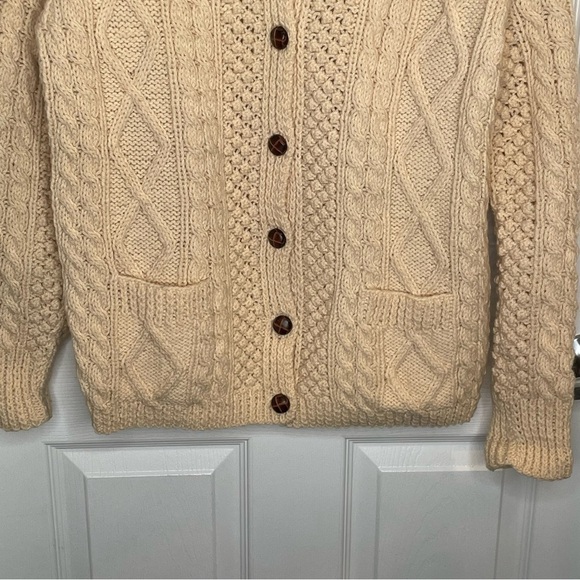 Kennedy of Ardara Irish Hand Cable Knit Pure Wool Fishermans Sweater in Cream M - Picture 4 of 16
